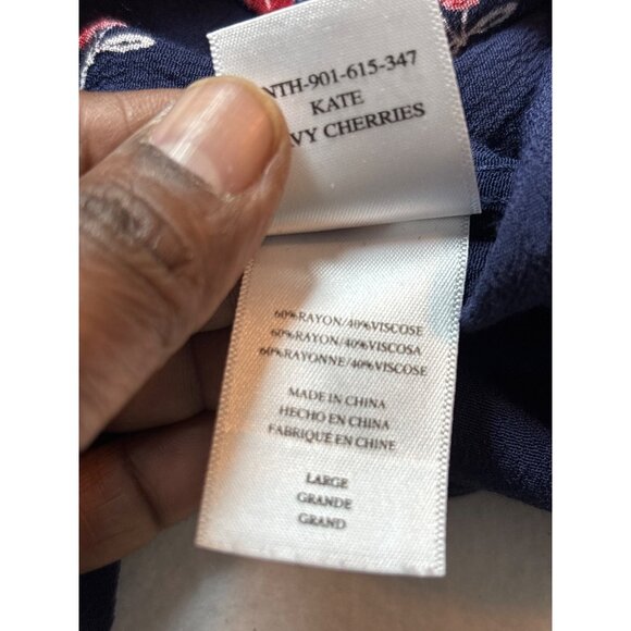 RAILS Womens Cherry Print Button-Down Blouse Size L Navy & Red - Picture 10 of 10